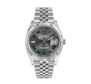Rolex Datejust 41 NEW 2023 Wimbledon Gray Green Roman Dial Jubilee Bracelet Smooth Bezel