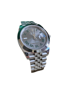 Rolex Datejust 41 NEW 2023 Wimbledon Gray Green Roman Dial Jubilee Bracelet Smooth Bezel