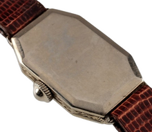 Load image into Gallery viewer, 18k White Gold Illinois Ladies Antique Hand-Winding Wrist Watch w/ Leather Band