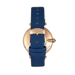 Bertha Trisha Leather-Band Watch w/Swarovski Crystals - Blue