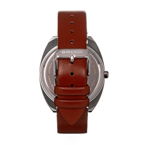 Breed Victor Leather-Band Watch - Blue-Grey/Russet