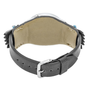 Boum Originaire Marbleizied-Dial Leather-Band Watch w/ Fringed Sheath