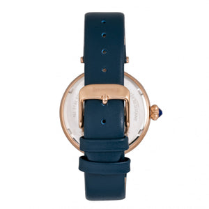 Bertha Rosie Leather-Band Watch - Rose Gold/Navy