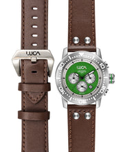 Load image into Gallery viewer, BR-1 INDIA MEN&#39;S CHRONOGRAPH WATCH-DARK ITALIAN LEATHER