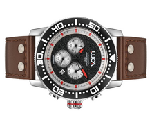 Load image into Gallery viewer, BR-1 OBSIDIAN ROSSO MEN&#39;S CHRONOGRAPH WATCH- DARK ITALIAN LEATHER