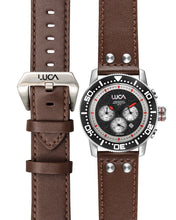 Load image into Gallery viewer, BR-1 OBSIDIAN ROSSO MEN&#39;S CHRONOGRAPH WATCH- DARK ITALIAN LEATHER