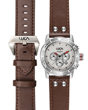 Load image into Gallery viewer, BR-1 PEARL MEN&#39;S CHRONOGRAPH WATCH- DARK ITALIAN LEATHER