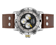 Load image into Gallery viewer, CH-1 OBSIDIAN FIREFLY MEN&#39;S CHRONOGRAPH WATCH-BROWN LEATHER