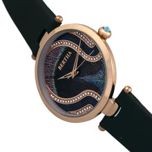 Load image into Gallery viewer, Bertha Trisha Leather-Band Watch w/Swarovski Crystals - Black