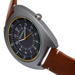 Breed Victor Leather-Band Watch - Grey/Brown