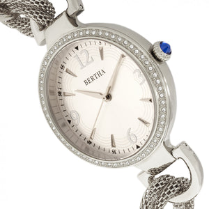 Bertha Sarah Chain-Link Watch w/Hanging Charm - Silver