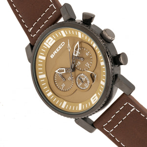 Breed Ryker Chronograph Leather-Band Watch w/Date - Brown/Camel