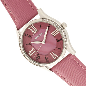 Bertha Sadie Mother-of-Pearl Leather-Band Watch - Pink