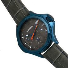 Load image into Gallery viewer, Breed Tempe Leather-Band Watch w/Day/Date - Gray/Blue