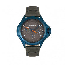 Load image into Gallery viewer, Breed Tempe Leather-Band Watch w/Day/Date - Gray/Blue