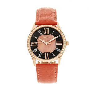 Bertha Sadie Mother-of-Pearl Leather-Band Watch