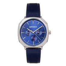 Load image into Gallery viewer, Breed Revolver Leather-Band Watch w/Day/Date - Navy