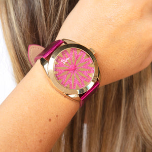 Boum Etoile Glitter-Dial Leather-Band Ladies Watch