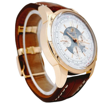 Load image into Gallery viewer, Men&#39;s Breitling 46mm Transocean Watch in 18K Rose Gold with Brown Leather Band.