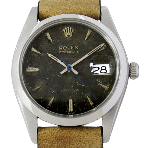 Rolex Oyster Date Precision Black Aged Dial Vintage Watch 6694 Cyber Monday Deal