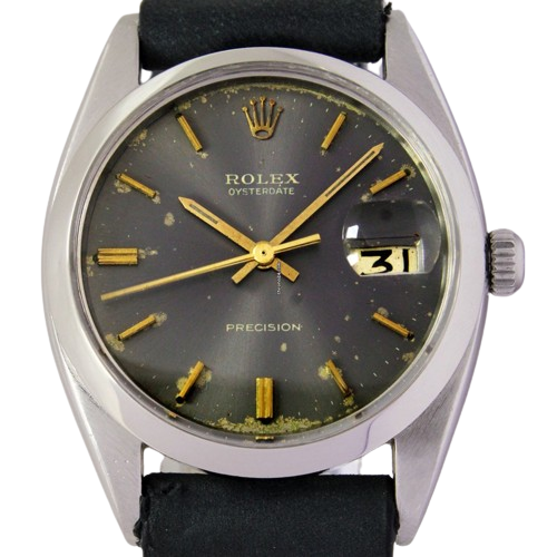 Rolex OysterDate Precision Original Grey Aged Dial Vintage Watch 6694 Cyber Deal