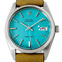 Load image into Gallery viewer, Rolex OysterDate Precision Turquoise Vintage Steel Watch 6694