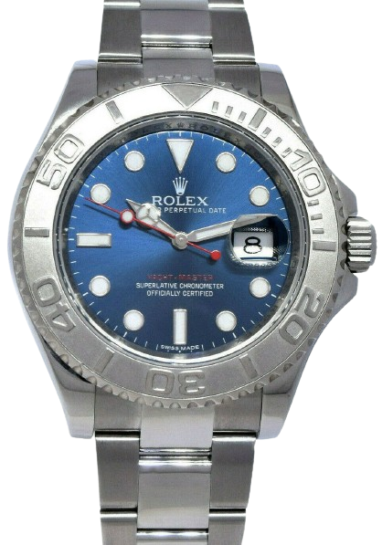 Rolex Yacht-Master Steel & Platinum Bezel Blue Dial 40mm Watch + Card 116622