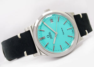 Omega Geneve Automatic Quick Date Turquoise Mens Vintage Watch  1660173