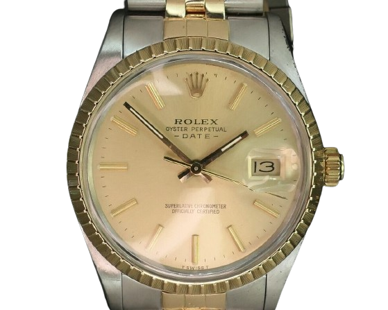 1985 Rolex 18k & Stainless Oyster Perpetual Date 15053 Mens Watch i15143