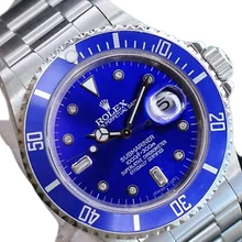 Load image into Gallery viewer, ROLEX SUBMARINER DATE MENS WATCH STEEL WHITE DIAL BLUE INSERT BEZEL OYSTER 40MM