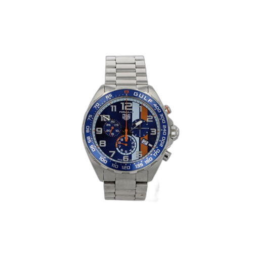 Tag Heuer Formula 1 Gulf Blue Dial Chronograph Stainless Steel Men's Wristwatch