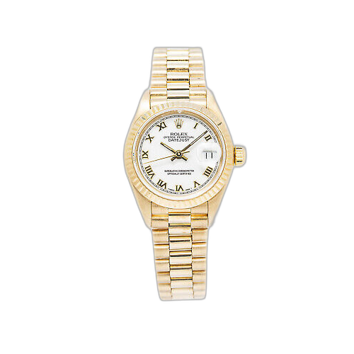 Rolex DateJust 69178 18K Yellow Gold White Dial Swiss Automatic Lady Watch 26mm