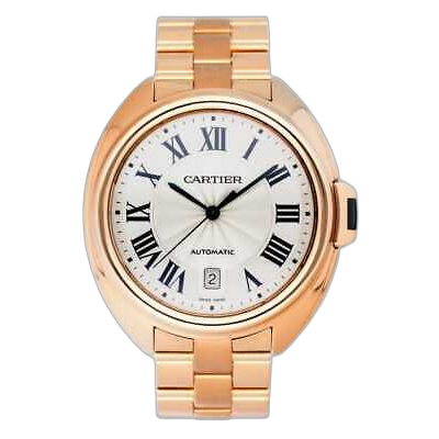 Cartier Cle WGCL0002 Silver Dial 18K Rose Gold Mens Watch