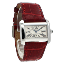 Load image into Gallery viewer, CARTIER Tank Divan Stainless Steel  32mm Red Strap Ladies Watch Ref# 2599