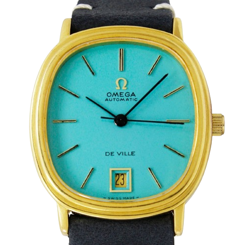 Omega Deville Automatic Date Turquoise Dial Ladies Vintage  Watch