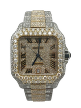 Load image into Gallery viewer, Cartier Santos Two Tone Custom Roman Numeral Iced Out Wrist Watch 40mm XL