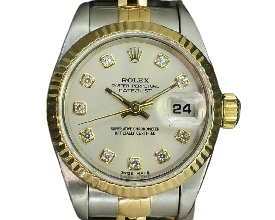 1993 Rolex Datejust 18k & Stainless Diamond Dial 69173 Ladies Watch i15144