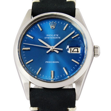 Load image into Gallery viewer, Rolex  Oyster Date 6694 Precision Sunburst Blue Dial 34mm Vintage Wrist Watch