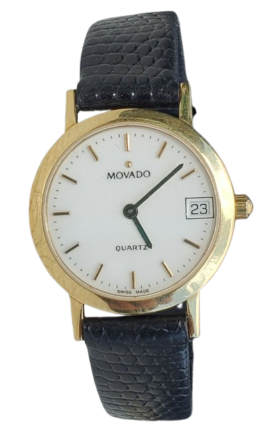 18K Movado Museum 24mm Ladies Watch w/ Box & Papers-Ref. 40.F2.825-Quartz, Date