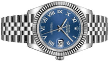 Load image into Gallery viewer, Rolex Datejust Blue Roman Numeral Dial Fluted Bezel Mens Luxury Watch For Sale