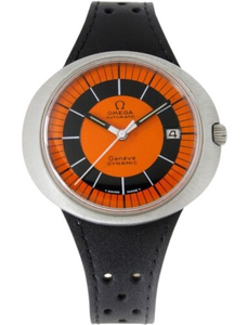 1969s Omega Geneve Dynamic Date 41mm Sunburst Orange Vintage Watch