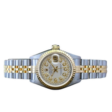 Load image into Gallery viewer, ROLEX LADIES DATEJUST TWO TONE WHITE DIAMOND DIAL FLUTED BEZEL 69173 AUTOMATIC