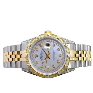 Rolex 16233 Datejust Mother of Pearl Diamond Dial 18K Yellow Gold Stainless