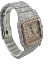 Load image into Gallery viewer, Custom Ladies Cartier Santos 29mm Iced Out Two Tone Rose Gold Watch