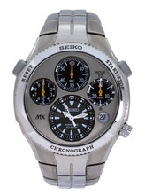 Load image into Gallery viewer, Seiko SATX003 43mm Kinetic Titanium+ Stainless Chronograph MX Watch 9T82-0A80!