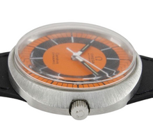 Load image into Gallery viewer, 1969s Omega Geneve Dynamic Date 41mm Sunburst Orange Vintage Watch