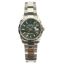 Load image into Gallery viewer, Rolex Datejust 36 Steel &amp; White Gold 126234 Olive Green Palm Motif Index, Oys...