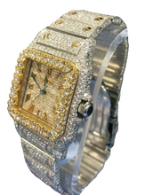 Load image into Gallery viewer, Ladies Cartier Santos WSSA0018 29mm IcedOut TwoTone 18K Yellow Gold Custom Watch