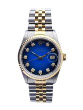 Load image into Gallery viewer, Rolex Datejust 16233 Diamond Blue Vignette Dial Mens Watch