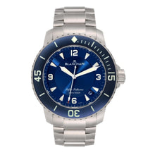 Load image into Gallery viewer, Blancpain Fifty Fathoms Automatic Titanium Blue Dial Mens Watch 5015 Box Card